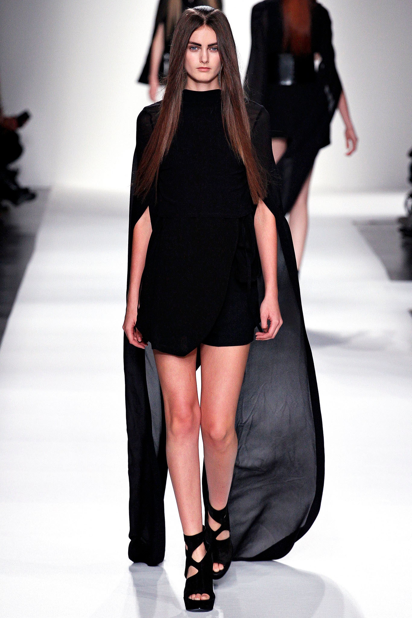 black asymmetric mini dress