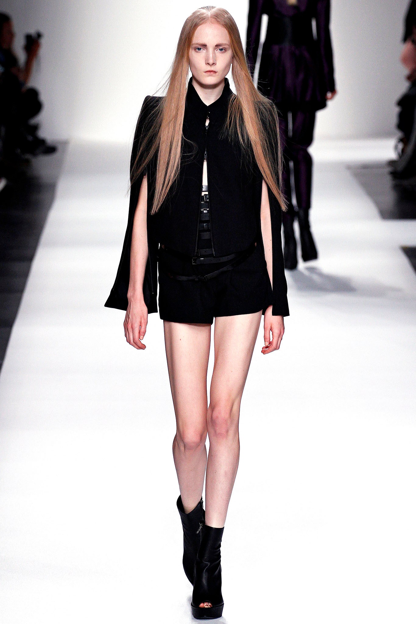 black fitted jacket and shorts