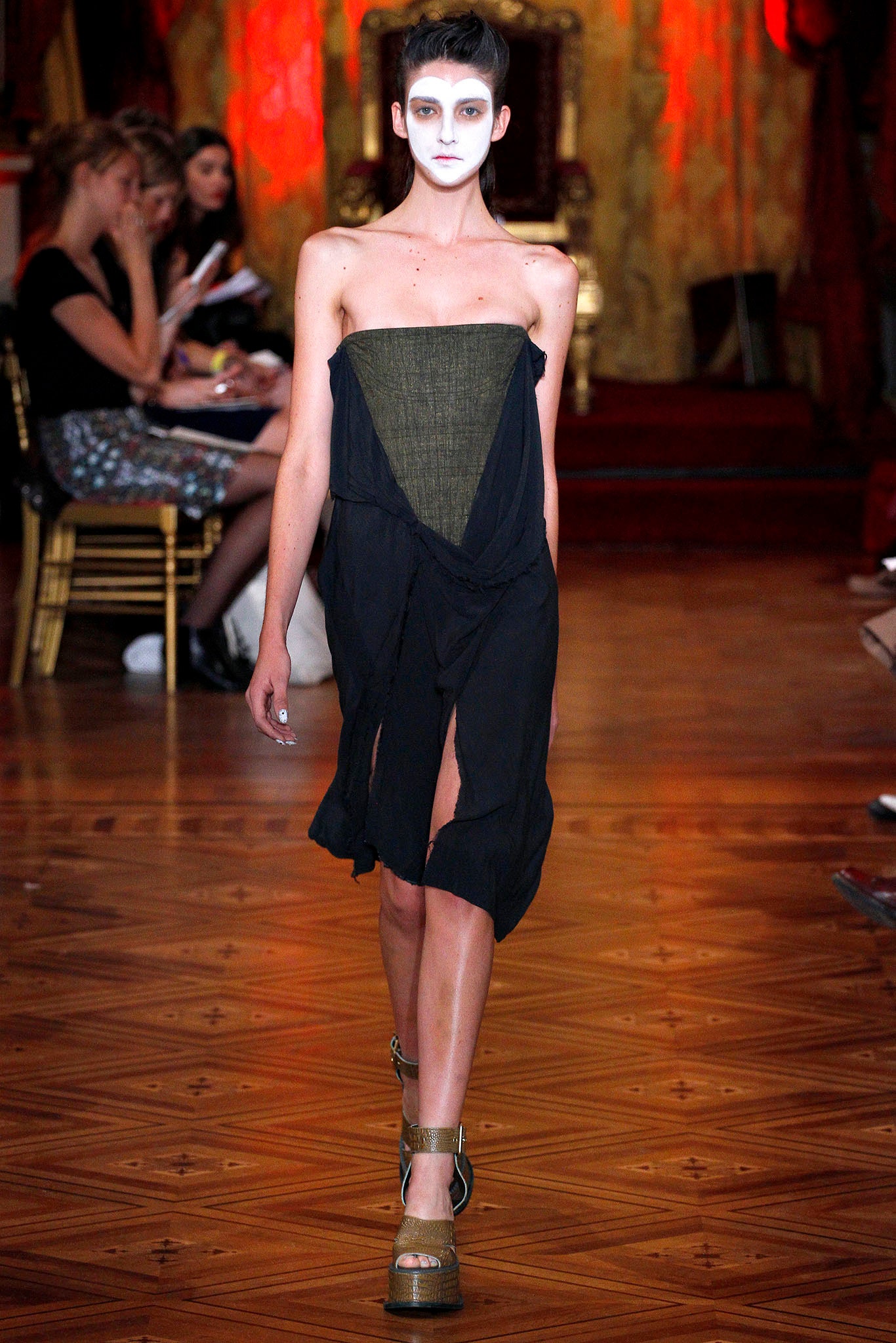 black silk strapless dress