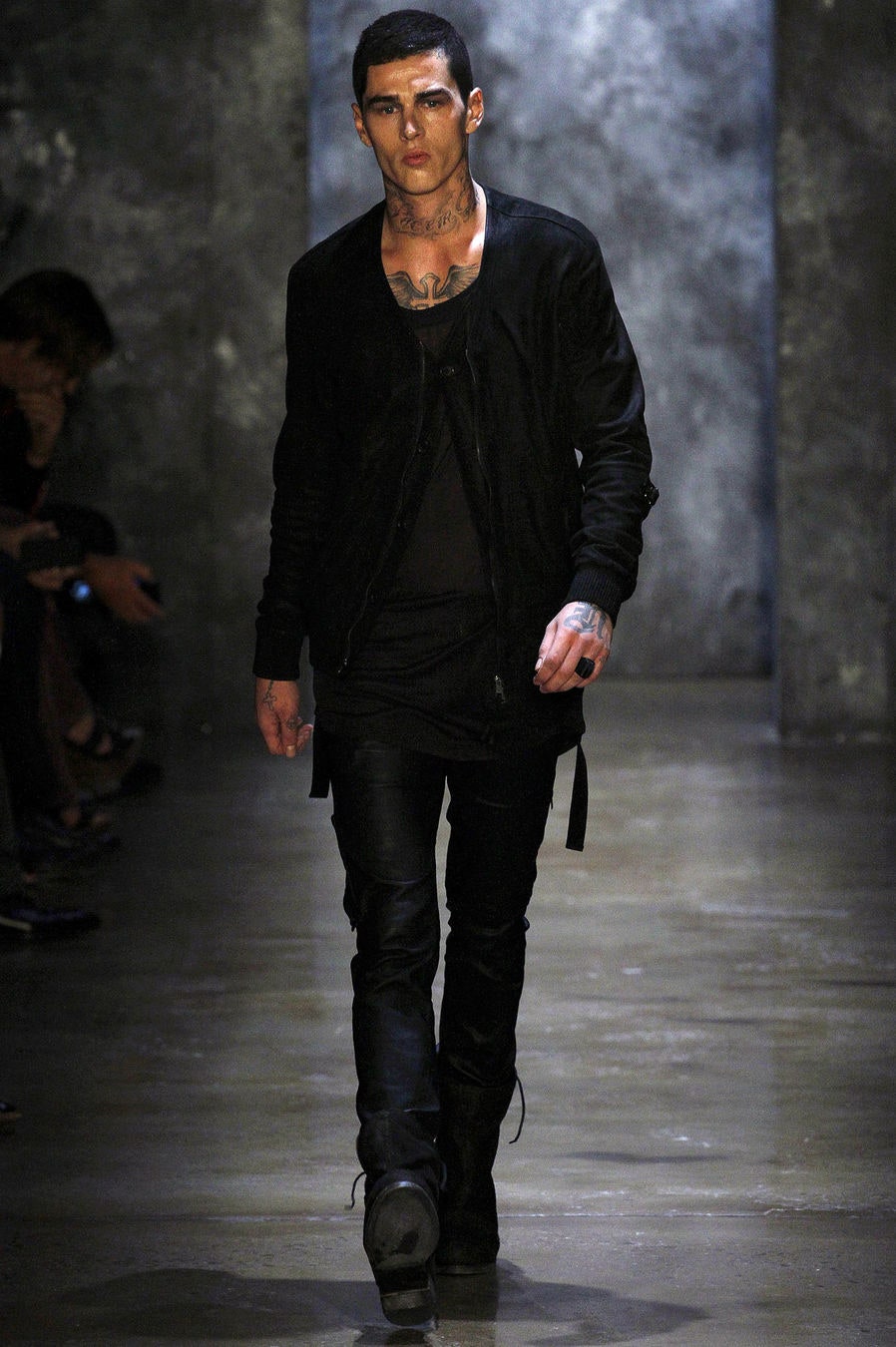 black fitted jacket and pants