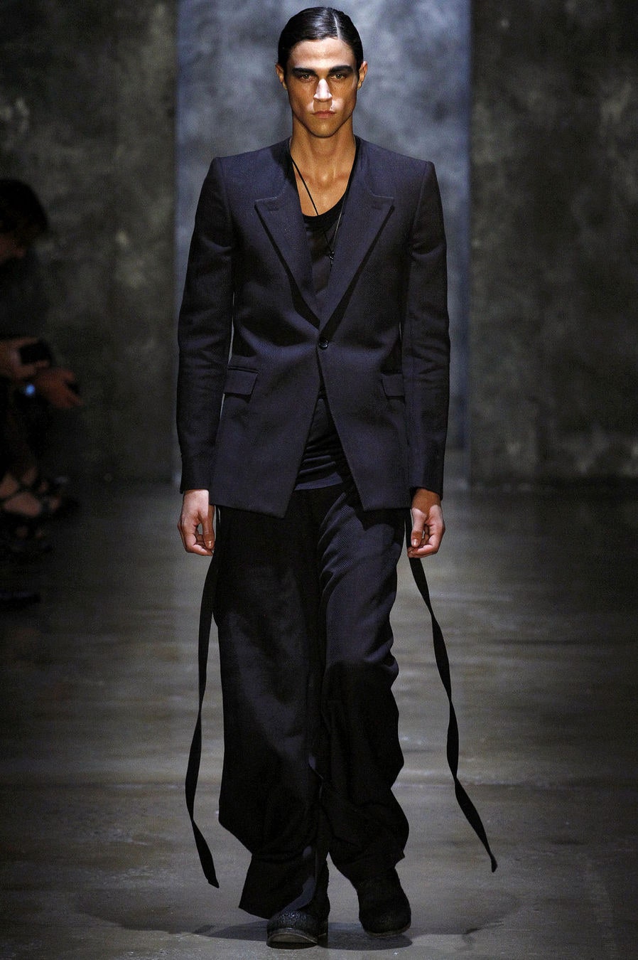 black tailored suit with relaxed pants