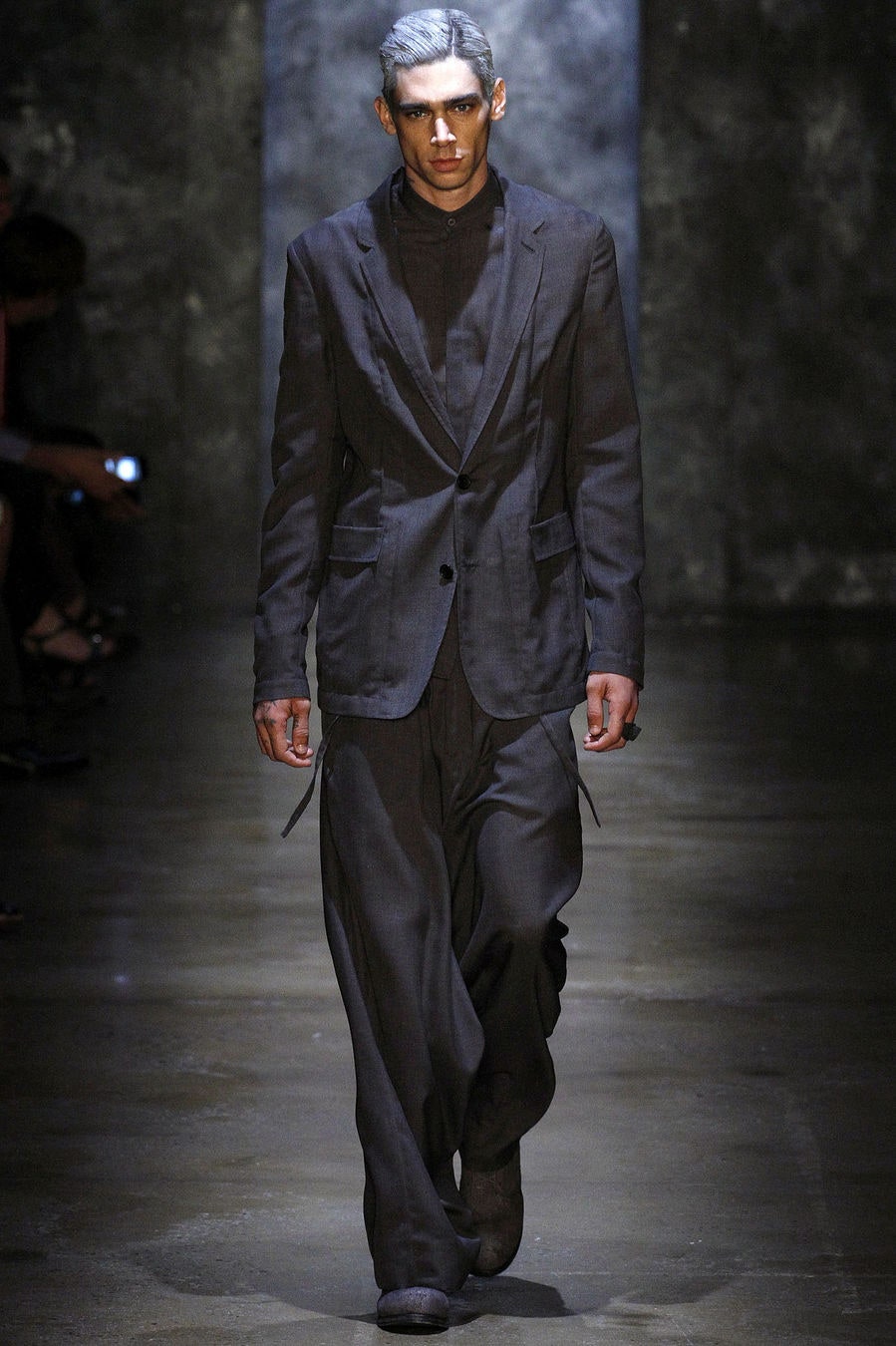 black relaxed suit with wide-leg pants