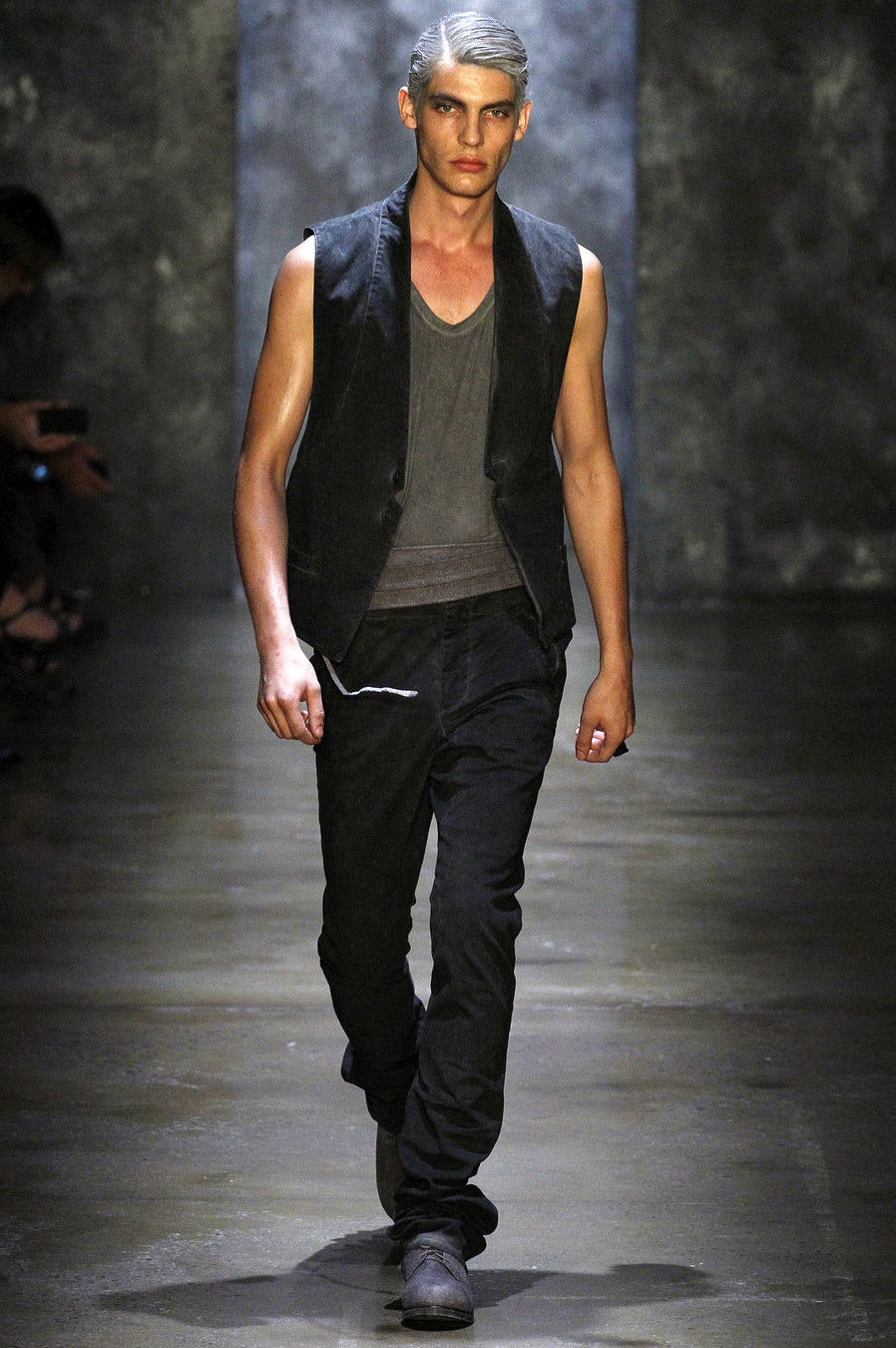 black fitted vest gray shirt