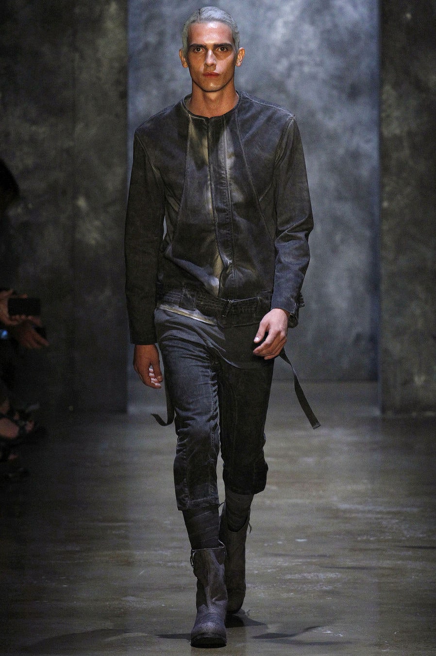 black leather fitted jacket and pants