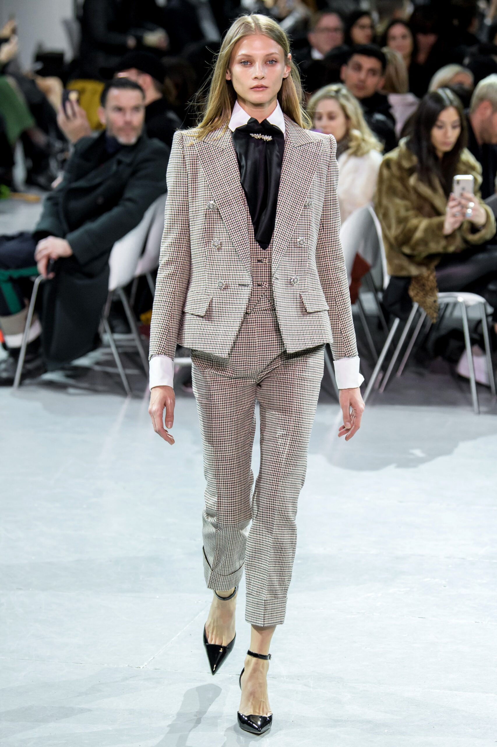 tailored gray checked suit