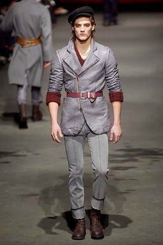 gray fitted jacket with slim pants