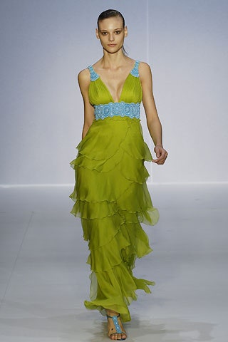 green chiffon sleeveless gown