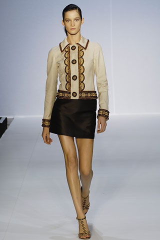 beige cotton long-sleeve collared fitted buttoned embroidered jacket