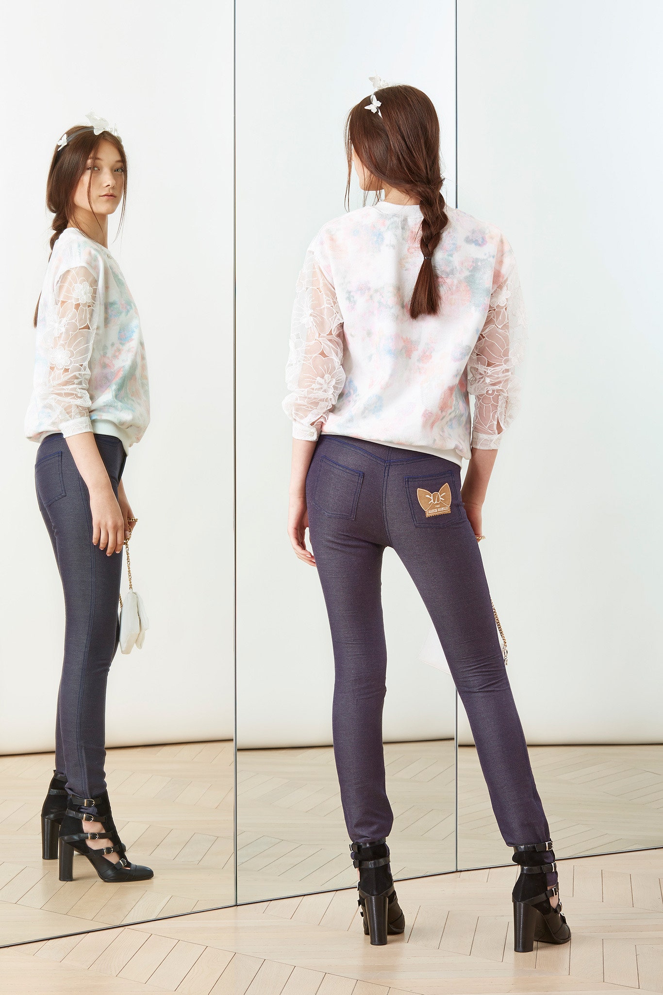white cotton long-sleeve collared relaxed layered blouse