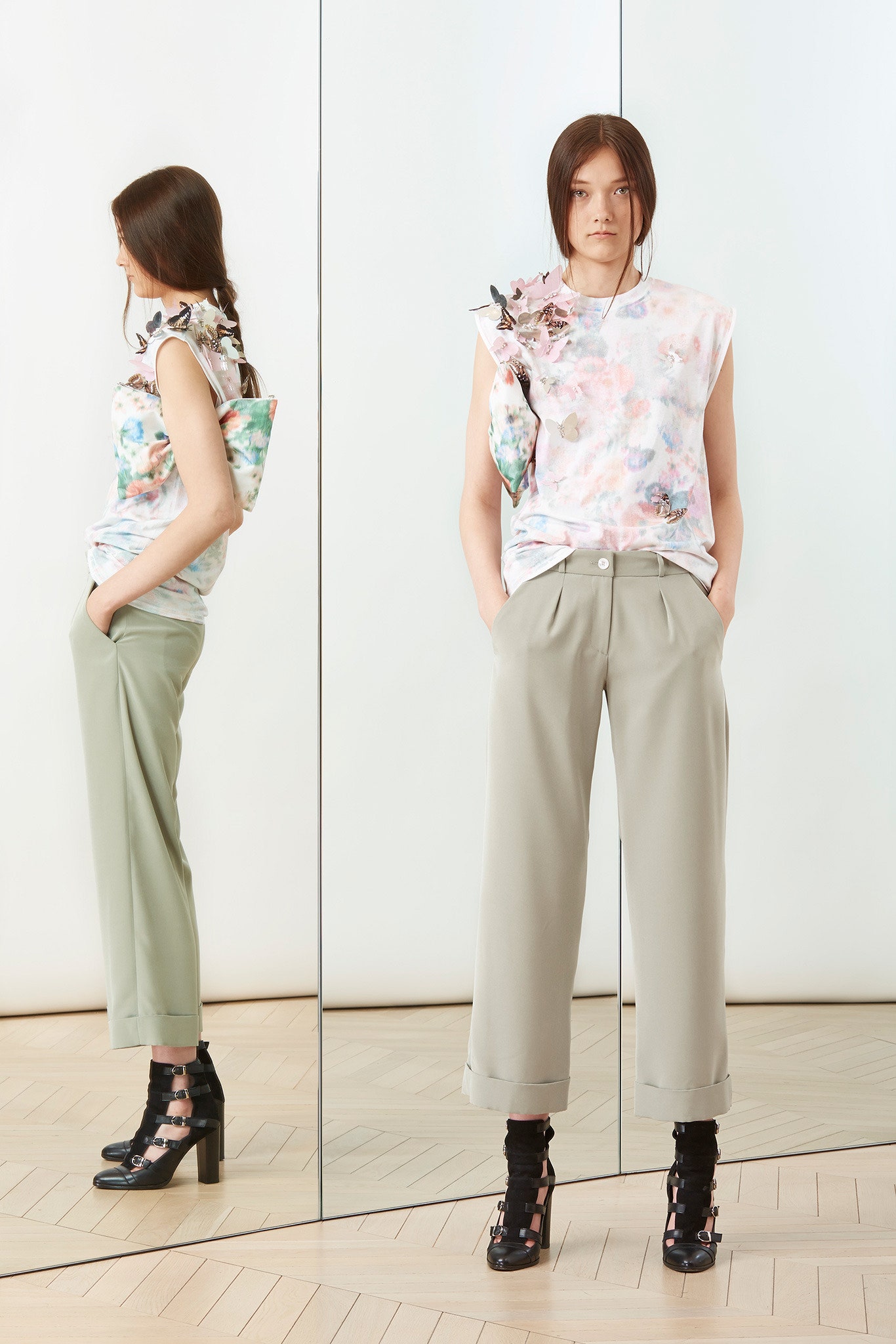 multi cotton sleeveless relaxed printed top
