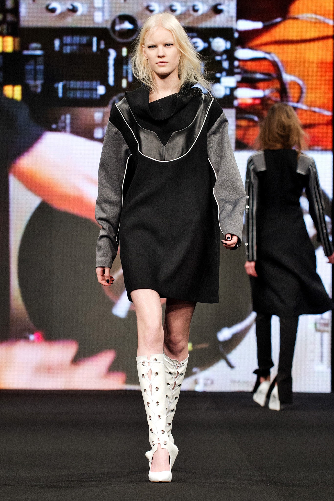 black gray relaxed mini dress