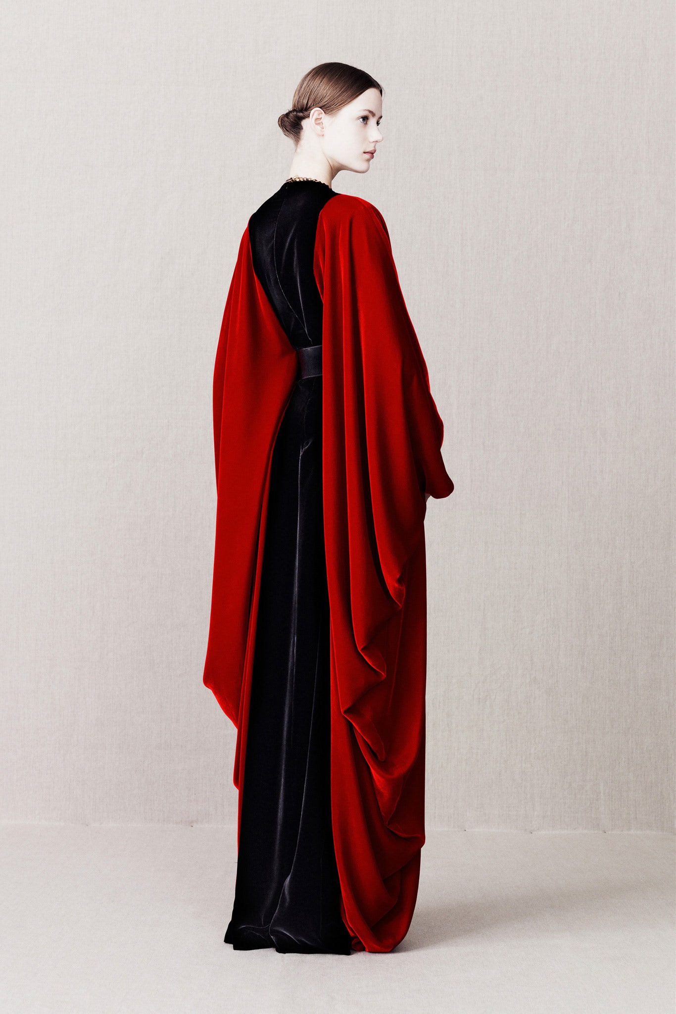 red and black velvet gown