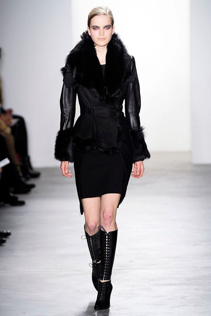 black leather coat with fur