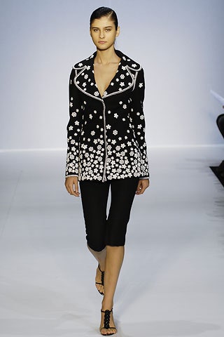 black cotton long-sleeve v-neck fitted embroidered jacket