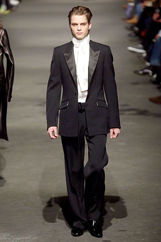 black tailored suit with white shirt