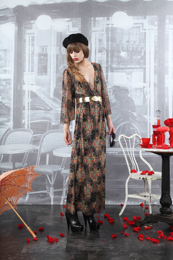 multi-colored silk maxi dress
