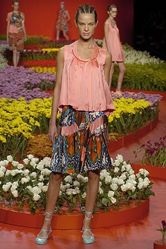 pink relaxed top with multi-tiered skirt