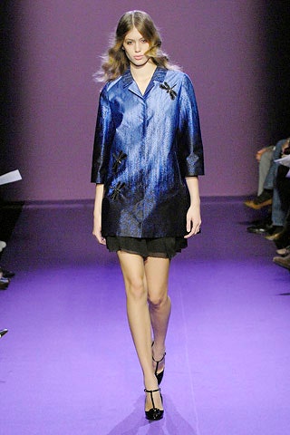 blue silk mini dress and coat