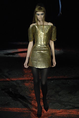 gold metallic off-shoulder dress