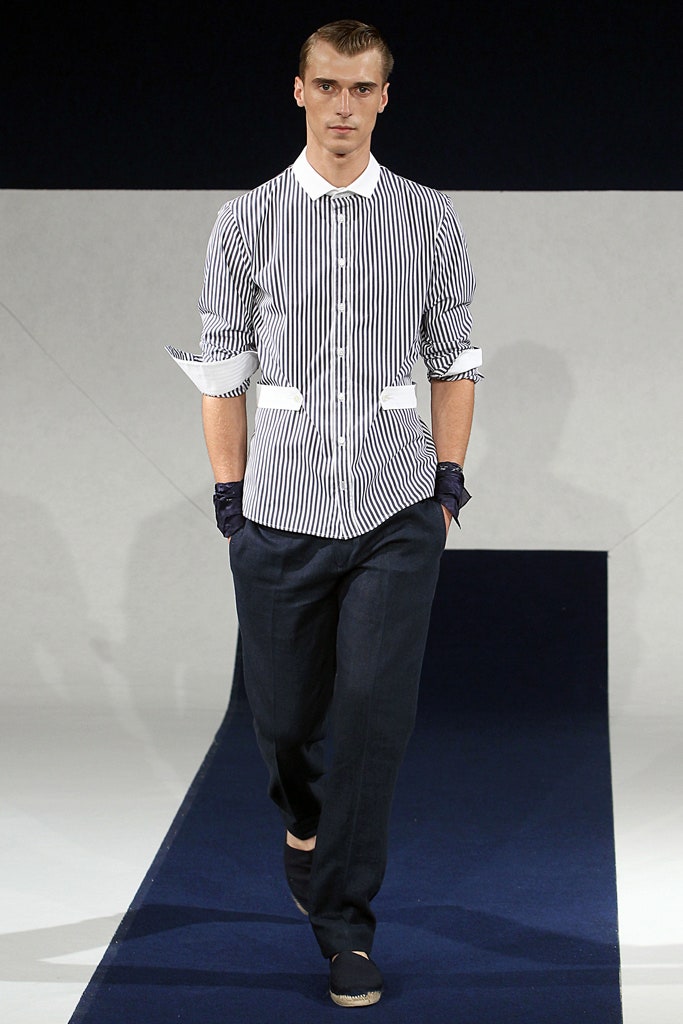 striped fitted shirt with relaxed pants