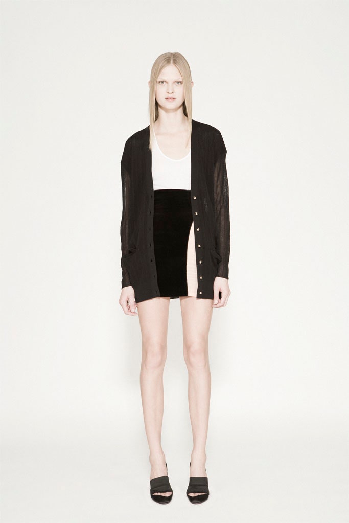 black relaxed shirt with mini skirt