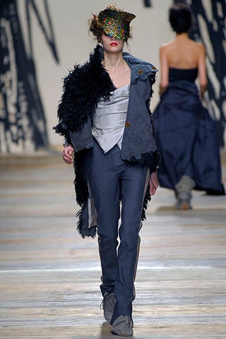 gray wool coat with fringed detail