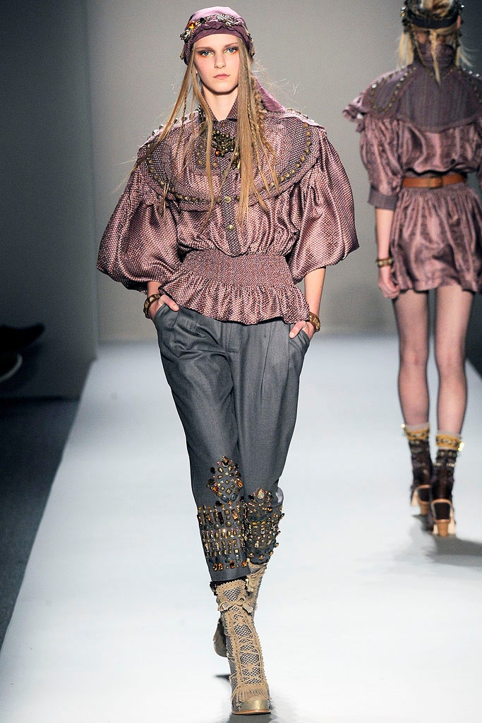 purple silk long-sleeve collared relaxed ruffled blouse