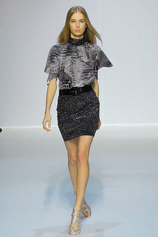 black and white pleated top with sequined skirt