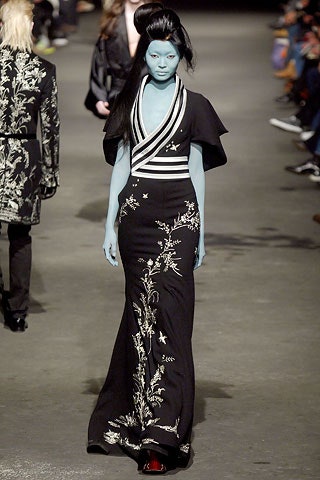 black silk embroidered gown