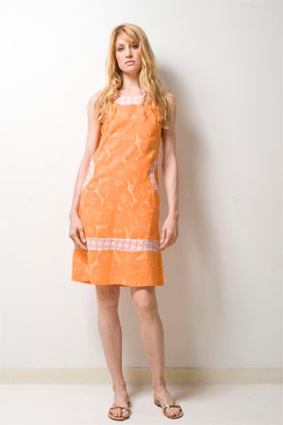 fitted orange cotton dress