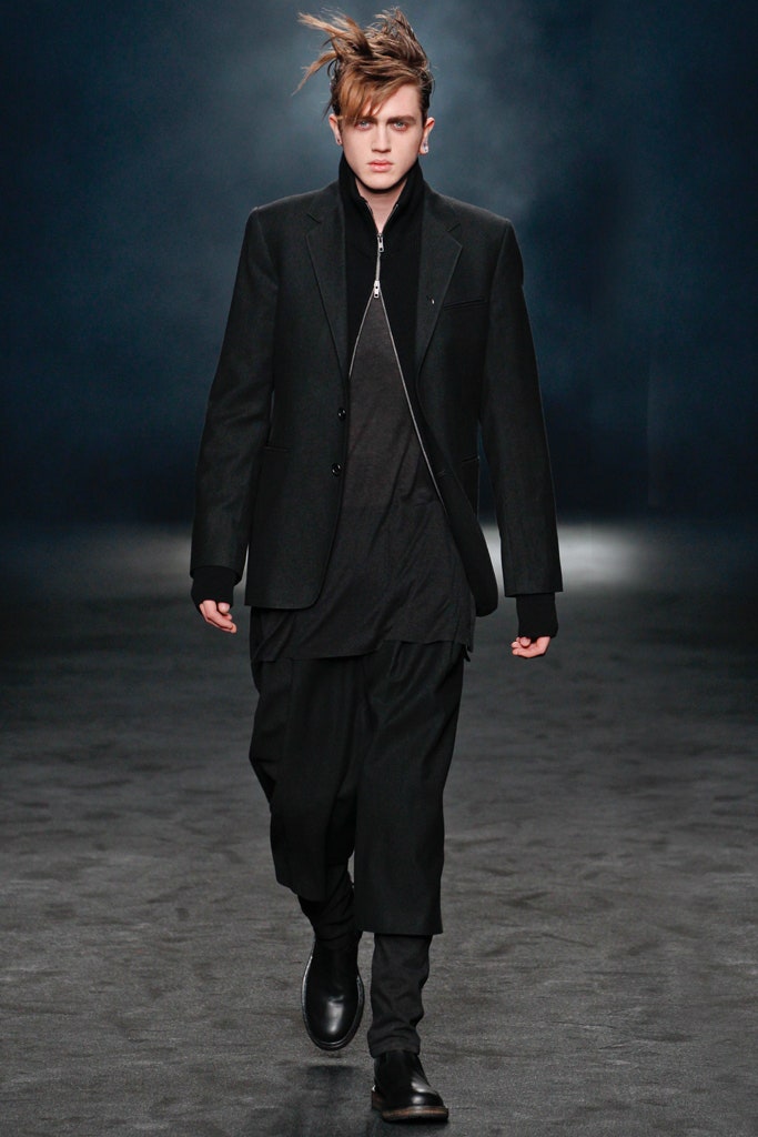 black structured blazer with relaxed pants