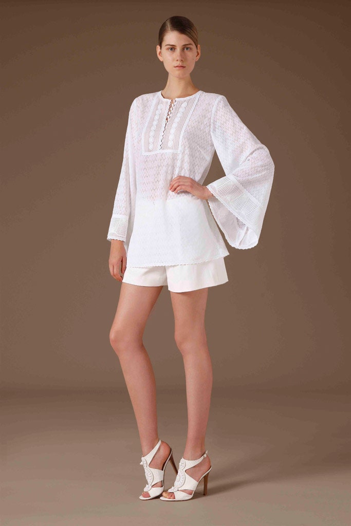 white relaxed top with shorts