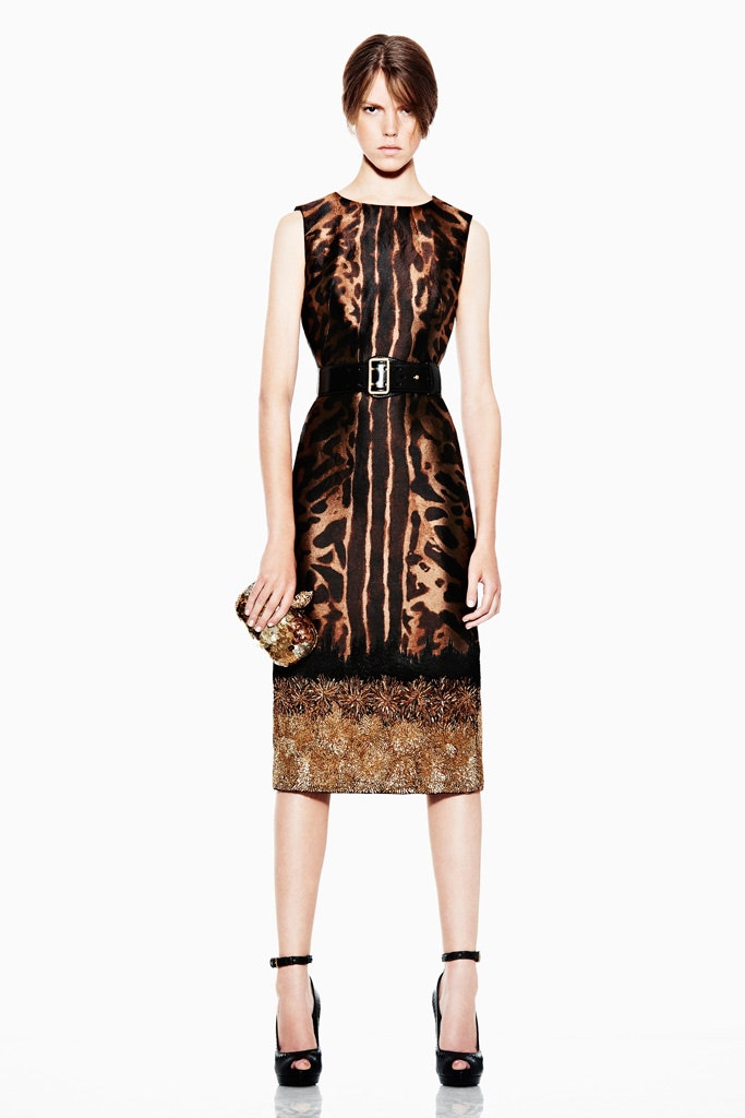 fitted printed midi dress