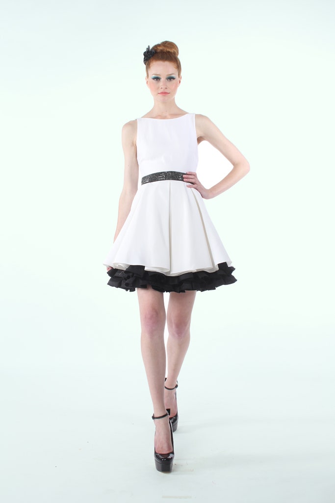 white and black a-line dress