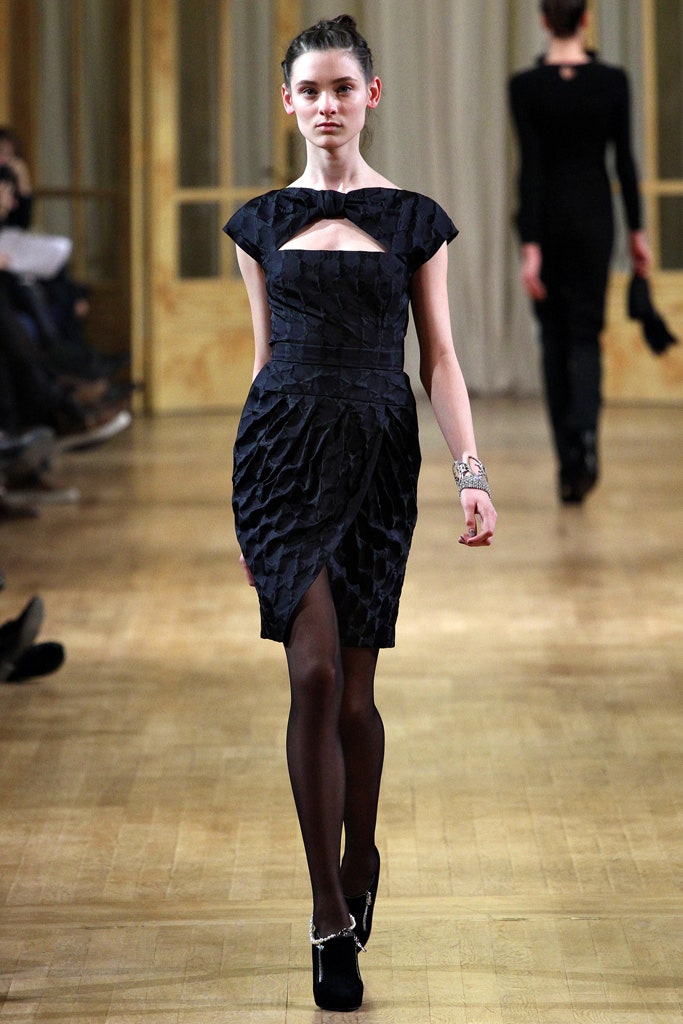 black silk fitted dress