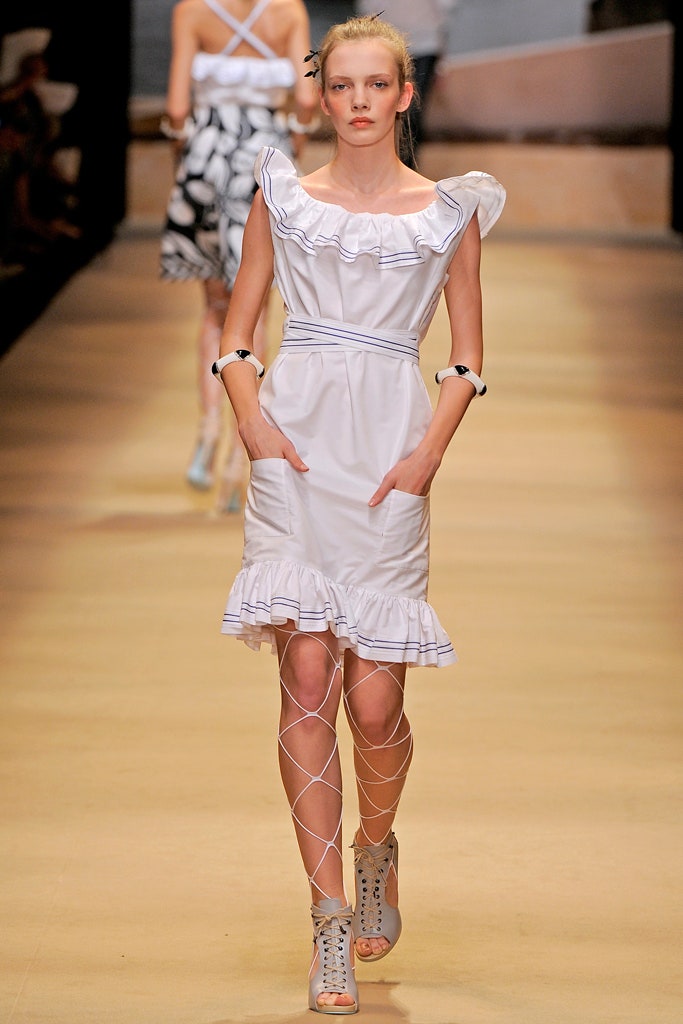 white ruffled mini dress