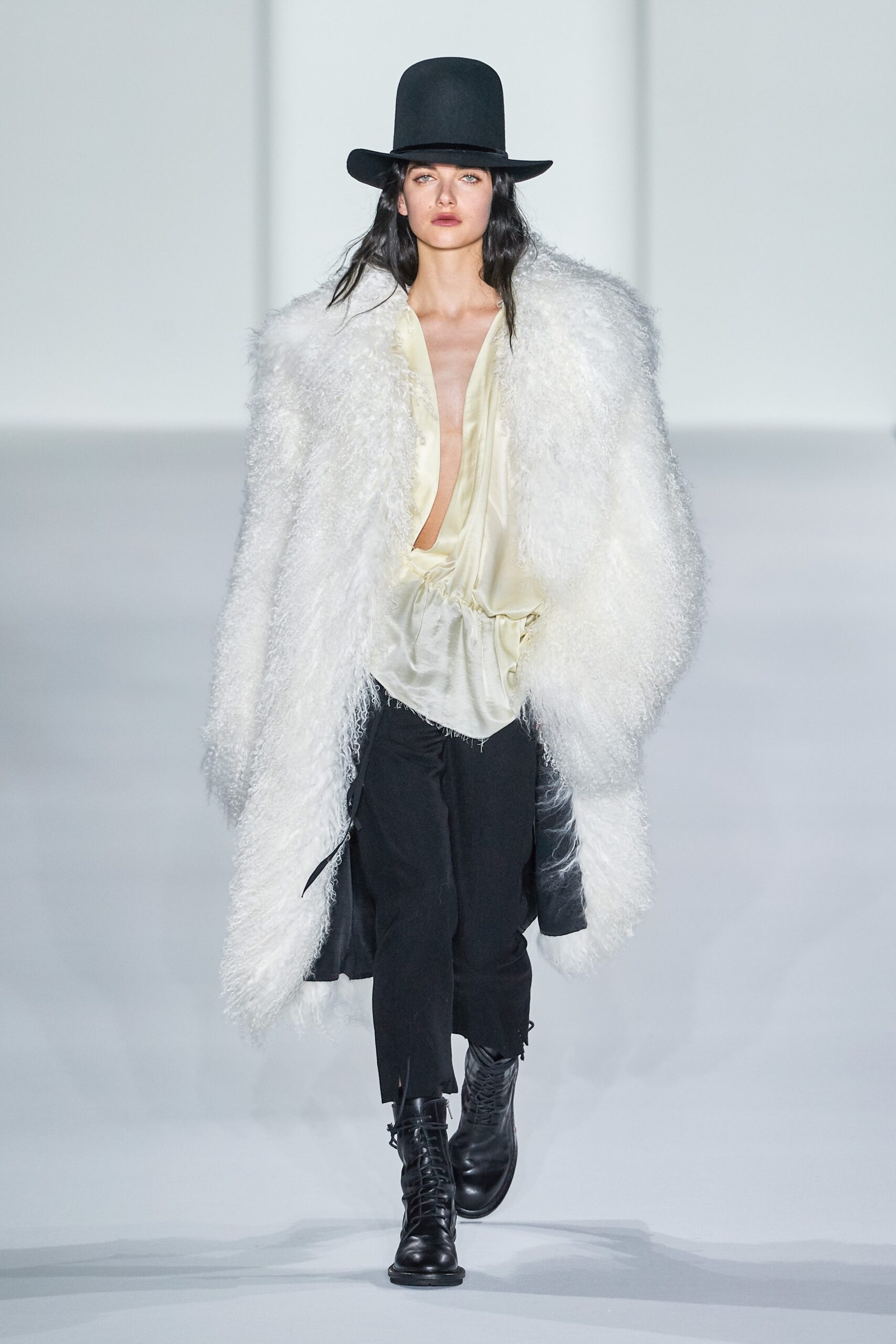 white fur oversized layered textured coat