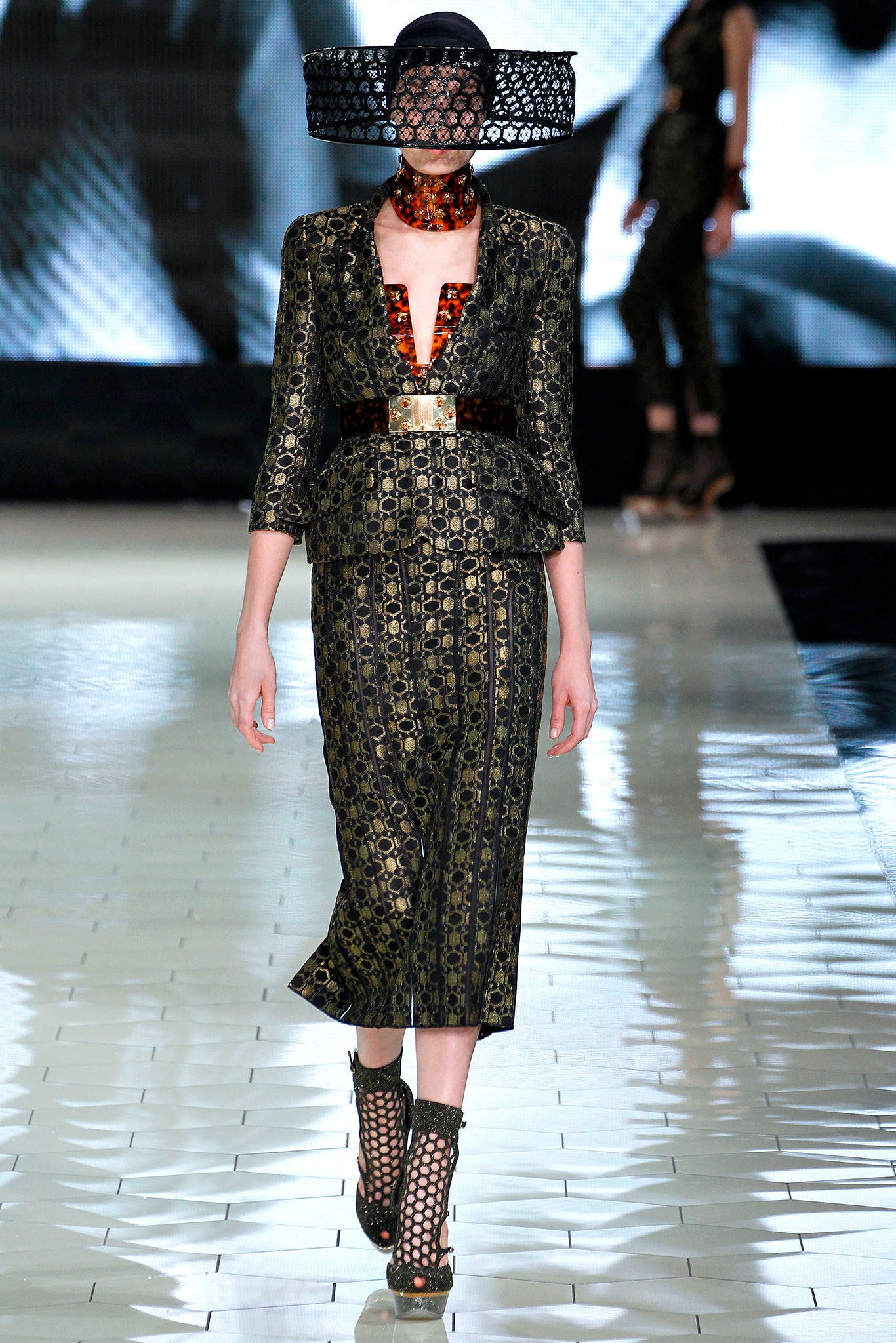 black gold printed midi dress