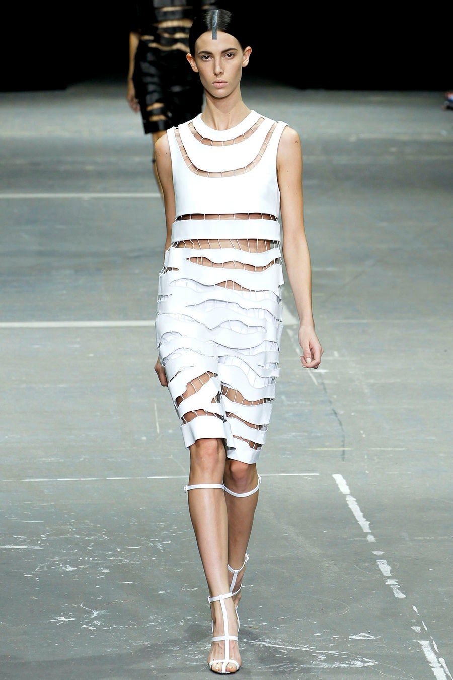 white fitted sleeveless dress