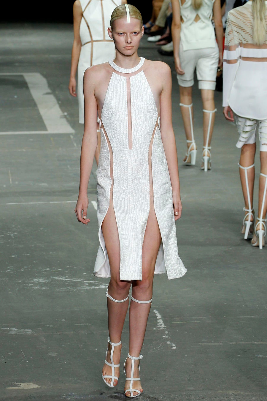 fitted white sleeveless dress