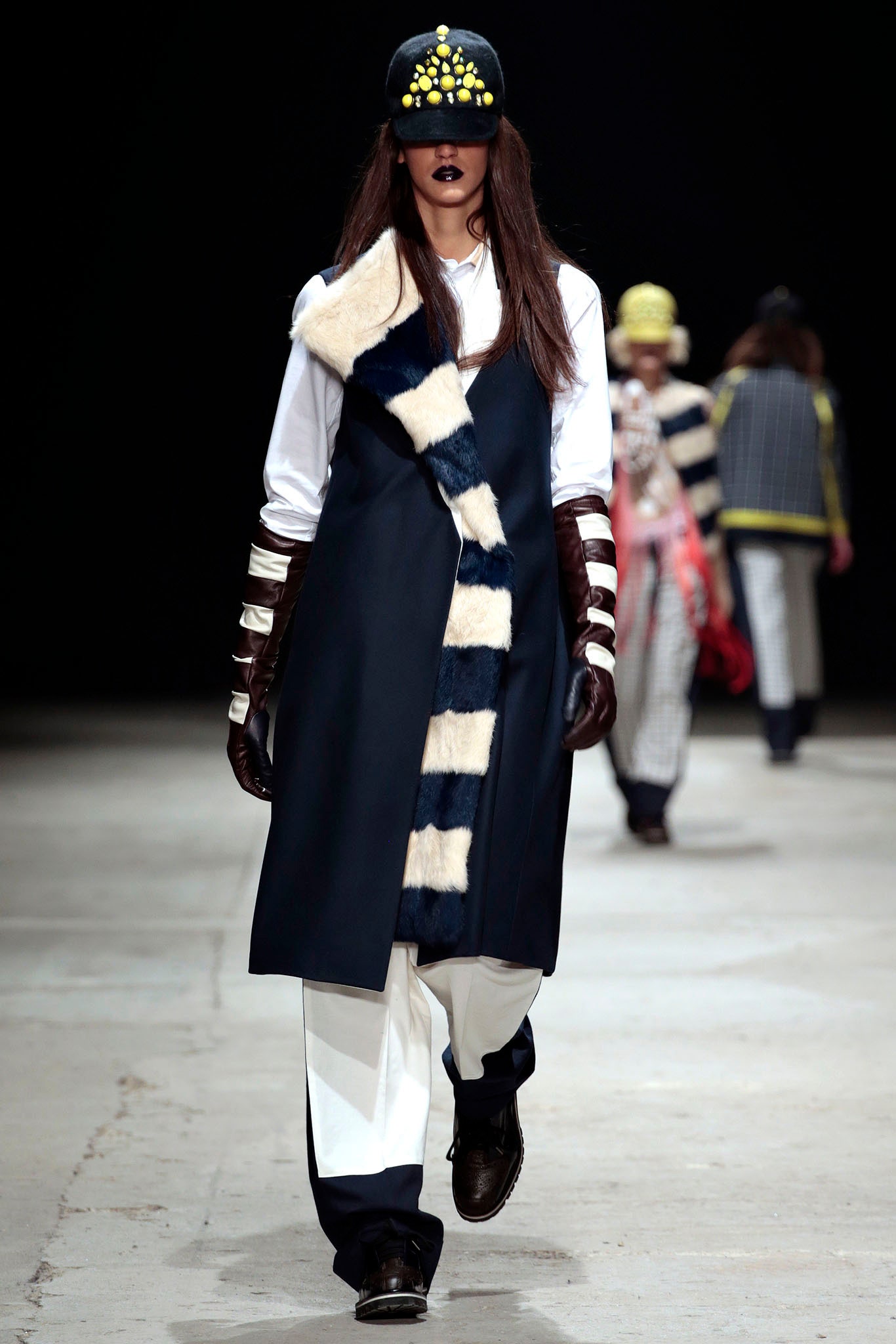 black and white layered coat