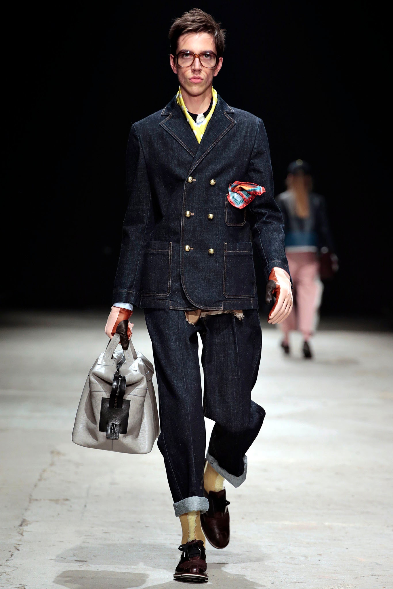 blue denim tailored suit