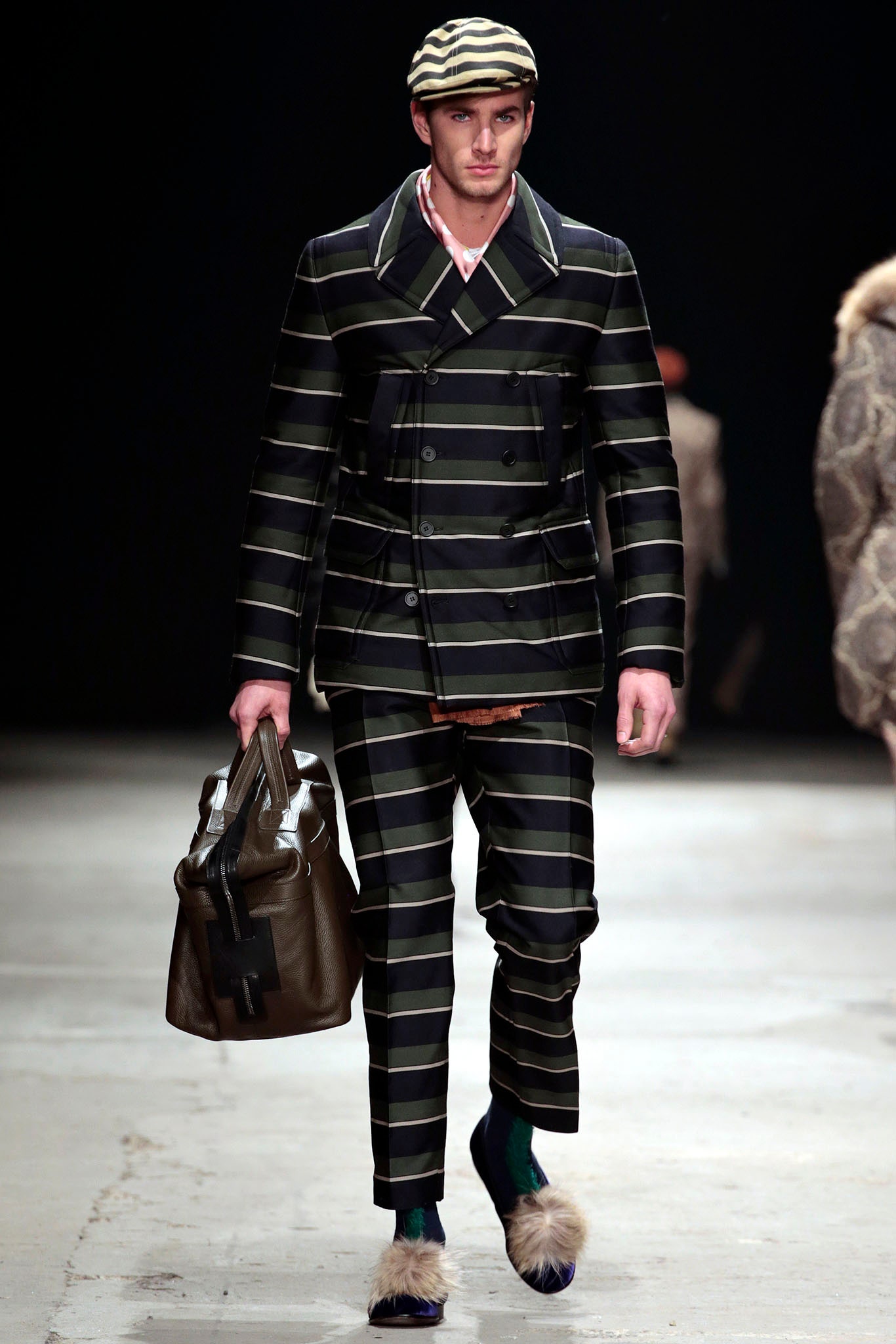 striped tailored suit with accessories