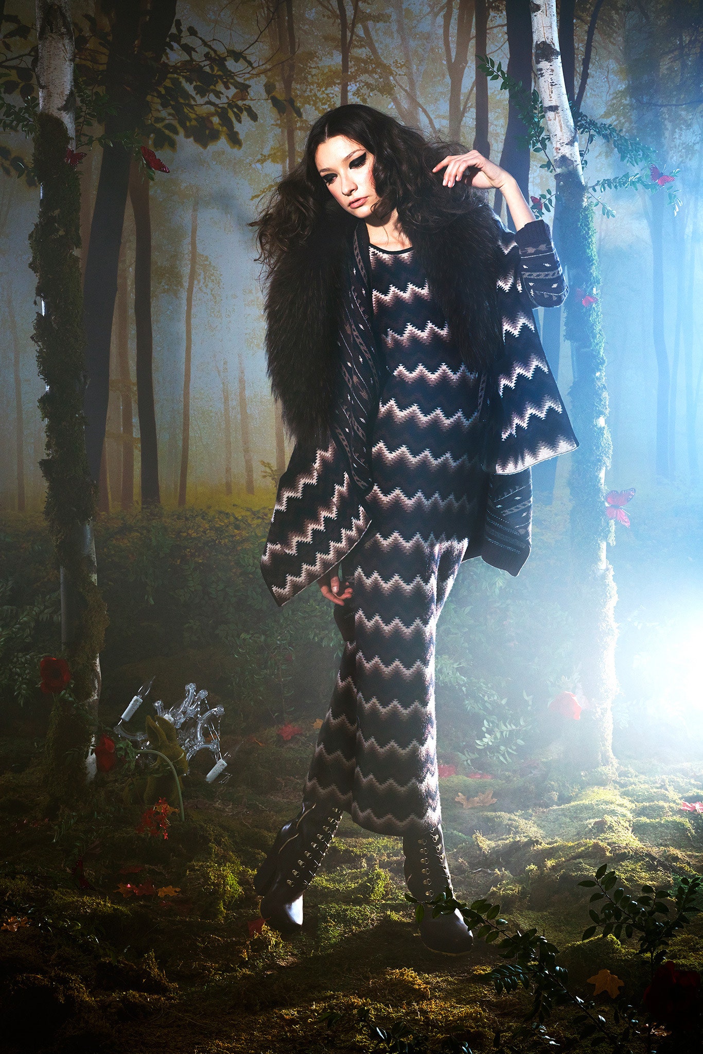 black and white zigzag maxi dress