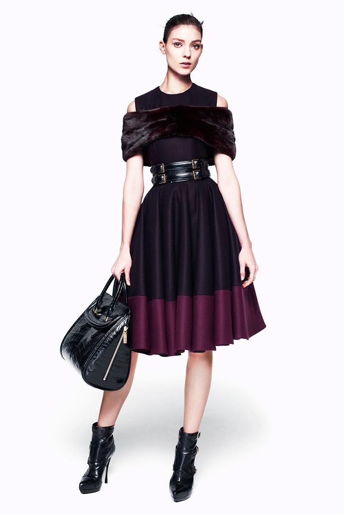 black and purple midi dress