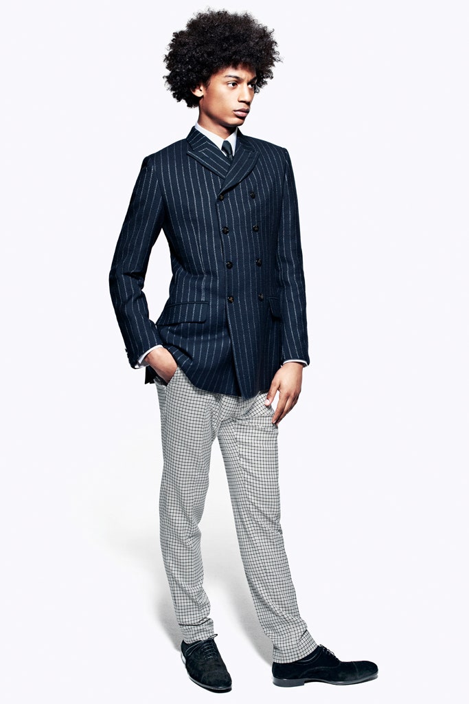 striped blazer and checked pants