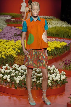 color-blocked top with pleated skirt