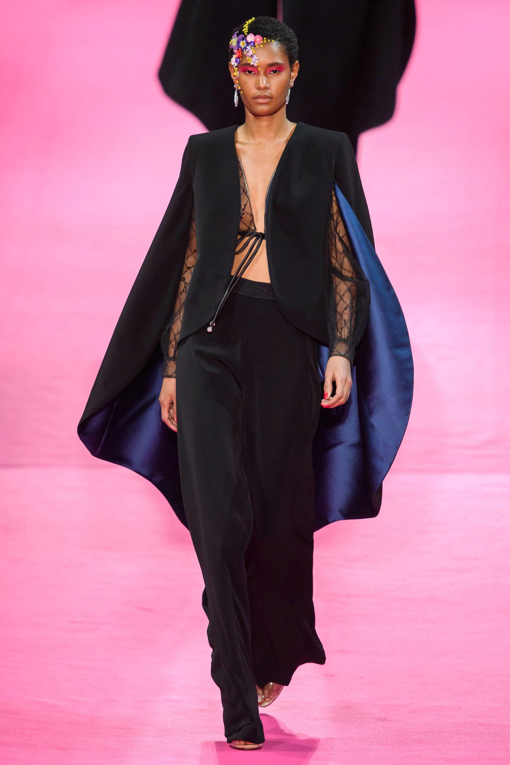 black silk cape and pants