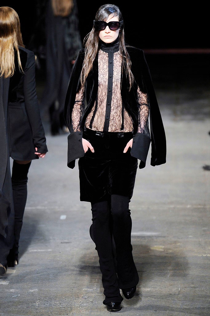 black lace top with velvet skirt