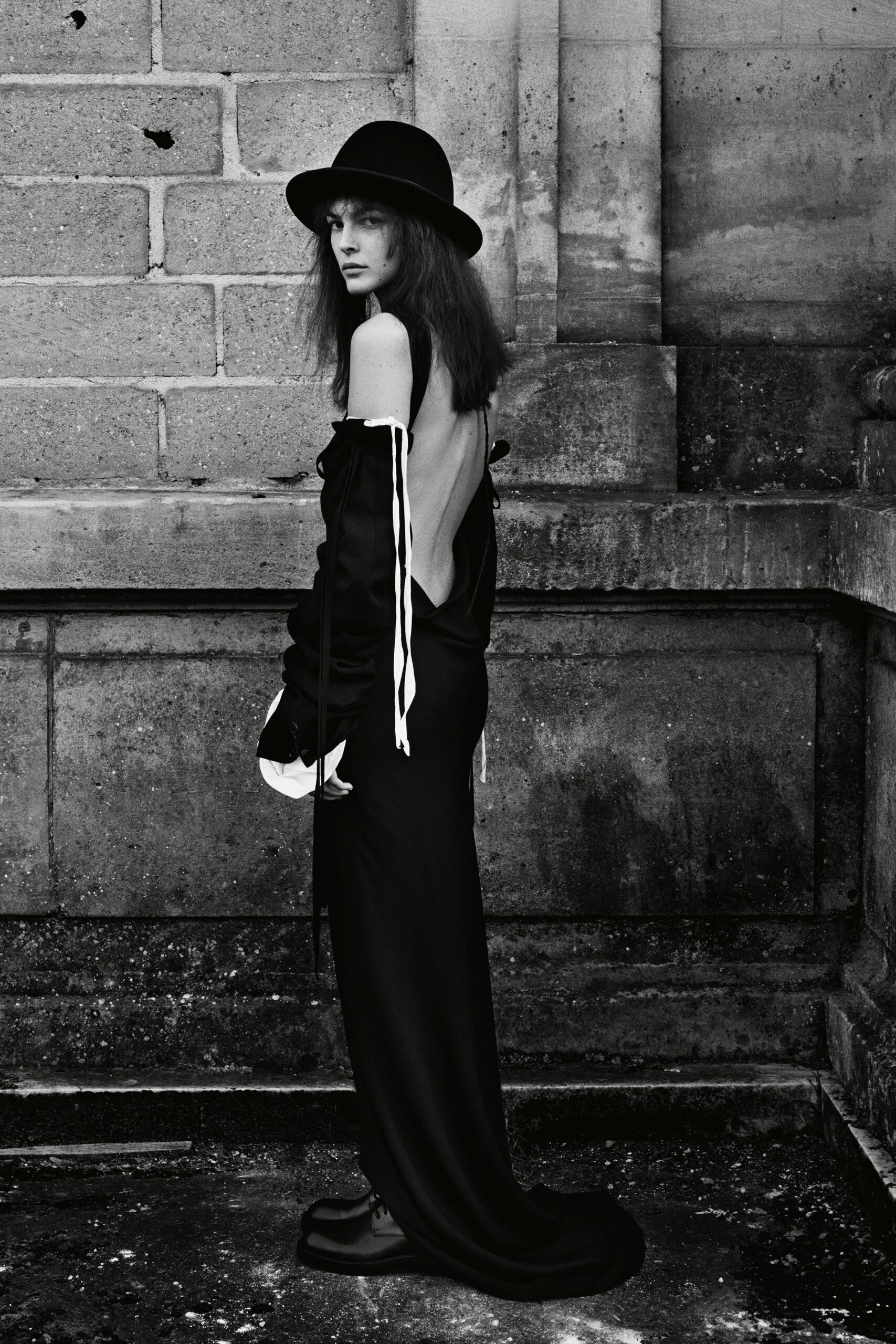 black silk backless maxi dress